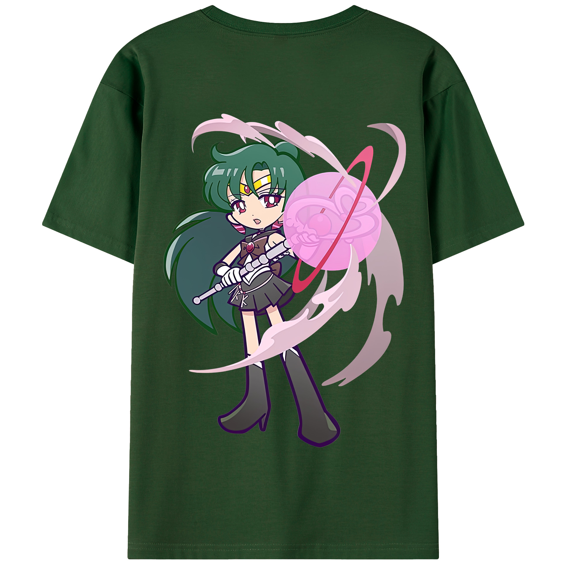 （画像用） 美少女戦士セーラームーン 冥王せつな Sailor Moon Meiou Setsuna 綿100％半袖Tシャツ（背面プリント）